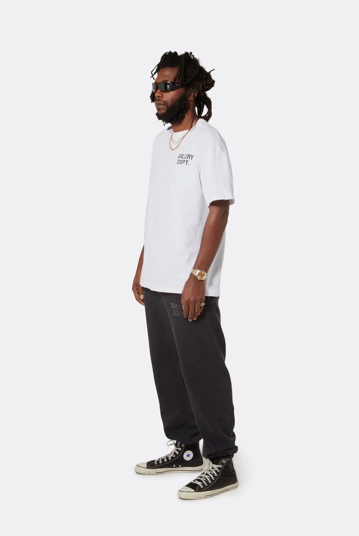 GALLERY DEPT. SOUVENIR TEE English LOGO commemorative basic short-sleeved white S-XL original consistent cotton and linen cylindrical fabric high poundage 230g fabric accessories matching correct version